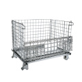 Steel Wire Mesh Storage Stacking Display Cage Stand with Wheels